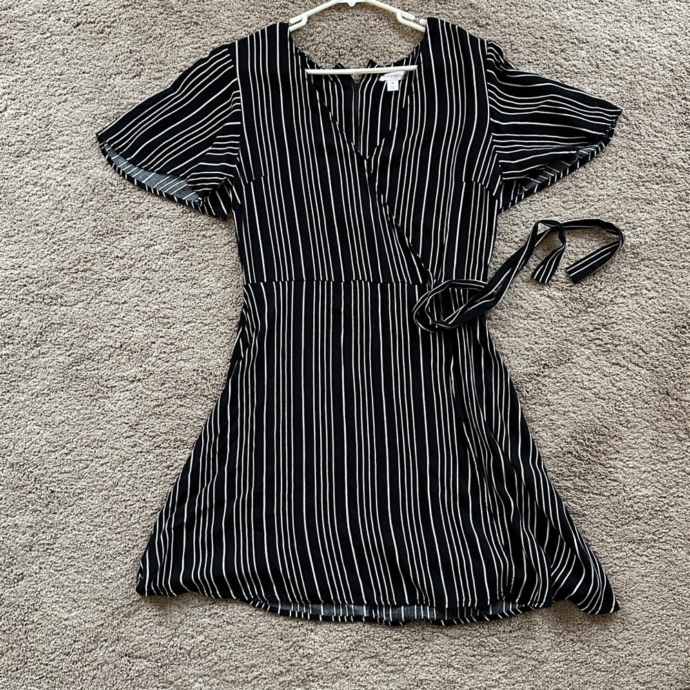 Xhilaration Black and White Striped Mini Dress